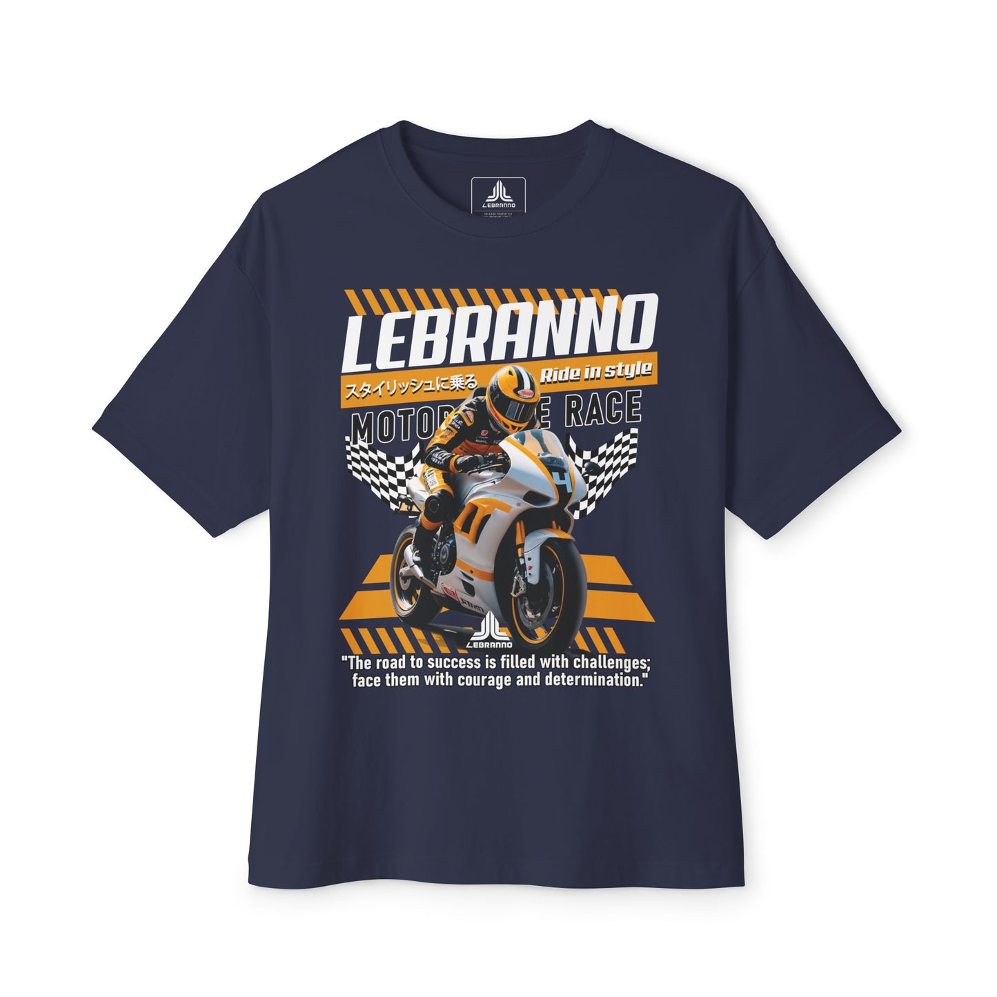 Motorcycle Race Graphic Tee — "LEBRANNO" Racing Rider Design - Road to success